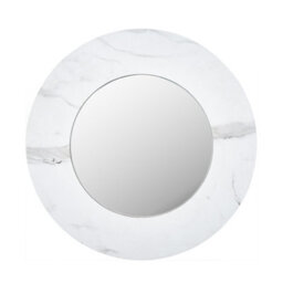 Pacific Lifestyle White Marble Effect Wood Veneer Round Wall Mirror - thumbnail 2