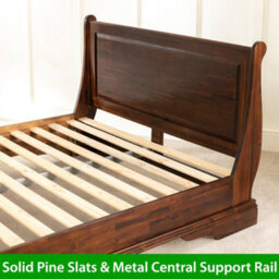 The Furniture Market French Solid Hardwood 6Ft Super King Size Mahogany Stained Sleigh Bed - thumbnail 7