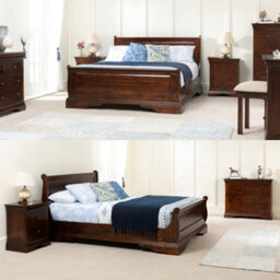 The Furniture Market French Solid Hardwood 6Ft Super King Size Mahogany Stained Sleigh Bed - thumbnail 3