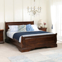 The Furniture Market French Solid Hardwood 6Ft Super King Size Mahogany Stained Sleigh Bed - thumbnail 8
