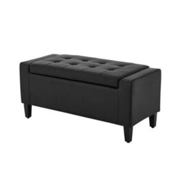 Home Republic Faux Leather Storage Bench - Two Seater Black - thumbnail 5