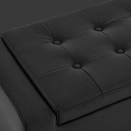 Home Republic Faux Leather Storage Bench - Two Seater Black - thumbnail 3