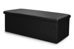 Home Republic Faux Leather Storage Bench - Two Seater Black