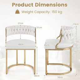 2 Pack Velvet Modern Upholstered Dining Chairs Woven Kitchen Chairs - thumbnail 2