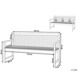 Beliani Garden Bench Vivara 180 Cm Certified Acacia Wood Light Brown - thumbnail 3