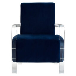 Orsina Contemporary Blue Velvet Chair, Minimalist Acrylic Leg Accent Chair For Living Room, Modern Velvet Armchair - thumbnail 2
