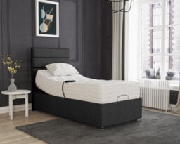 Milan Electric Adjustable Bed Set Fabric Pocket Sprung Mattress, Floor Standing Headboard - 4Ft6 - Green - thumbnail 2
