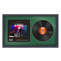 "30X17"" Dark Grey Step Vinyl Record Frame With Emerald Mount For 12 Inch Lp Album Cover & Disc - Ak Frames"
