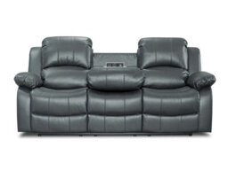 Electric Recliner Sofa In Grey Faux Leather Fabric 3 Seater Sofa - thumbnail 3
