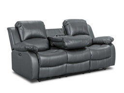 Electric Recliner Sofa In Grey Faux Leather Fabric 3 Seater Sofa - thumbnail 5
