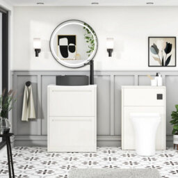 Royal Bathrooms Royal Bathroom Elmore 600mm Classic White Freestanding Bathroom Vanity Unit 2 Drawer Plain White Worktop With Art Round Basin - thumbnail 5