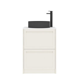 Royal Bathrooms Royal Bathroom Elmore 600mm Classic White Freestanding Bathroom Vanity Unit 2 Drawer Plain White Worktop With Art Round Basin - thumbnail 7
