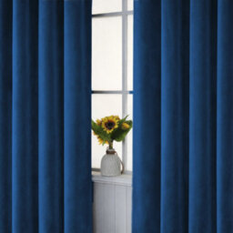 Bedlooms Navy Crushed Velvet Curtains Blackout Thermal Insulated Eyelet Curtain (Pair) 46 X 54 Inches With Tie Back Two - thumbnail 8