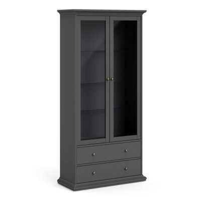 Furniture To Go Paris 2 Door 2 Drawer China  Cabinet In Matt Grey - image 1