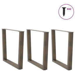 Berkfield Dining Table Legs V-Shape 3 Pcs Natural Steel 80X(72-73.3) Cm Steel - thumbnail 3