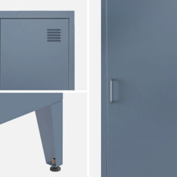 Sweeek - Metal Cabinet/locker With 4 Storage Compartments Industrial-Style Soho Dark Blue 38X38X180 Cm - thumbnail 5