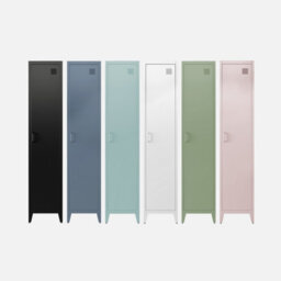 Sweeek - Metal Cabinet/locker With 4 Storage Compartments Industrial-Style Soho Dark Blue 38X38X180 Cm - thumbnail 3