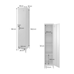 Sweeek - Metal Cabinet/locker With 4 Storage Compartments Industrial-Style Soho Dark Blue 38X38X180 Cm - thumbnail 8