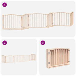 Walplus Wood Dog Gate With Door Foldable 6 Panels 480 Cm Poplar Wood - thumbnail 6