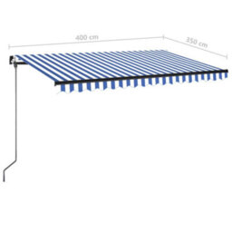 Berkfield Manual Retractable Awning With Led 400X350 Cm Blue And White - thumbnail 7