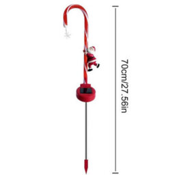 2Pcs Solar Xmas Candy Cane Lights, Waterproof, Solar Powered Auto Sensor With Santa For Garden,lawn - thumbnail 2