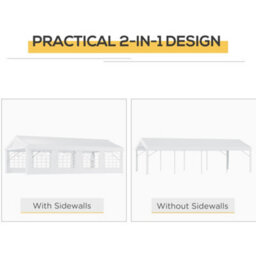 Outsunny 8M Gazebo Garden Marquee Canopy Party Carport Shelter Garage Tent White - thumbnail 5