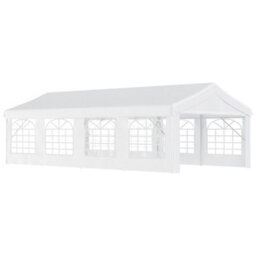 Outsunny 8M Gazebo Garden Marquee Canopy Party Carport Shelter Garage Tent White - thumbnail 2