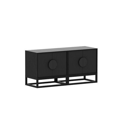 MMT Funiture Designs mmt Fluted 2-Door Storage Cabinet, Adjustable Shelf, Steel Legs, 60Cm L X40 Cm H - image 1