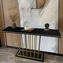 Xample Large 120Cm Sintered Stone Console Table Modern Narrow Entryway Sofa Table With Metal Frame,elegant Hallway & Living Furniture - thumbnail 3