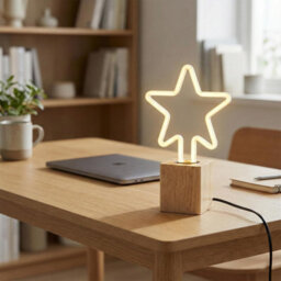 Ledsone Wooden Table Lamp With Decorative Bulb Small Bedside Desk Light, Natural Wood Base, Warm Ambient Lighting - thumbnail 2