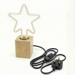 Ledsone Wooden Table Lamp With Decorative Bulb Small Bedside Desk Light, Natural Wood Base, Warm Ambient Lighting
