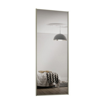 Spacepro Classic 1 Panel Mirrored Nickel Framed Sliding Wardrobe Door (H)2220mm (W)610mm - image 1