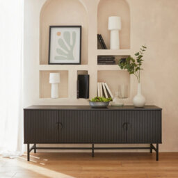 Alice's Garden Sweeek - 157.5Cm Tv Unit Wooden Effect 4 Doors  Bazalt Black 157.5X39X60 Cm - thumbnail 6