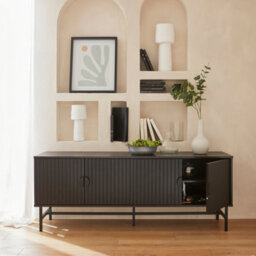 Alice's Garden Sweeek - 157.5Cm Tv Unit Wooden Effect 4 Doors  Bazalt Black 157.5X39X60 Cm - thumbnail 7