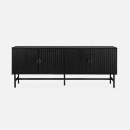 Alice's Garden Sweeek - 157.5Cm Tv Unit Wooden Effect 4 Doors  Bazalt Black 157.5X39X60 Cm - thumbnail 2