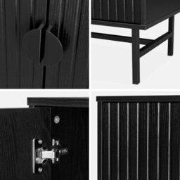Alice's Garden Sweeek - 157.5Cm Tv Unit Wooden Effect 4 Doors  Bazalt Black 157.5X39X60 Cm - thumbnail 4