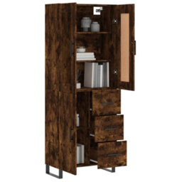 Berkfield Highboard Smoked Oak 69.5X34X180 Cm Engineered Wood - thumbnail 3