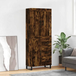 Berkfield Highboard Smoked Oak 69.5X34X180 Cm Engineered Wood - thumbnail 1