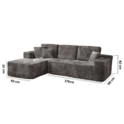 M N Furniture Ltd Modern L-Shaped Right Or Left Corner Sofa - Smart Pack In Box, No Assembly-(Grey, Left Corner Sofa) - thumbnail 5