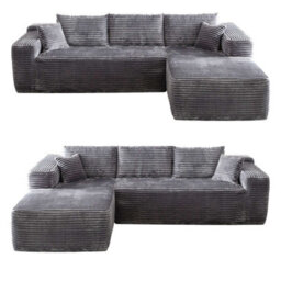 M N Furniture Ltd Modern L-Shaped Right Or Left Corner Sofa - Smart Pack In Box, No Assembly-(Grey, Left Corner Sofa) - thumbnail 4