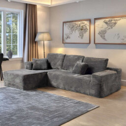 M N Furniture Ltd Modern L-Shaped Right Or Left Corner Sofa - Smart Pack In Box, No Assembly-(Grey, Left Corner Sofa) - thumbnail 3