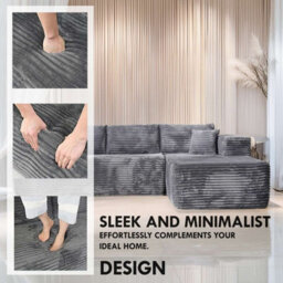 M N Furniture Ltd Modern L-Shaped Right Or Left Corner Sofa - Smart Pack In Box, No Assembly-(Grey, Left Corner Sofa) - thumbnail 2