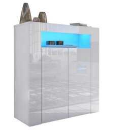 Furneo High Gloss & Matt White 2-Door Sideboard Cabinet Cupboard Unit Clifton 01 Blue Led Lights - thumbnail 3