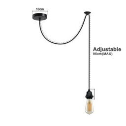 Ip65 Waterproof E27 Pendant Light 195Cm Adjustable Cable Industrial Ceiling Lamp Black Indoor Outdoor - thumbnail 3