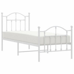 Berkfield Metal Bed Frame With Headboard And Footboard White 75X190 Cm - thumbnail 3
