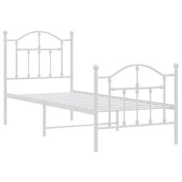 Berkfield Metal Bed Frame With Headboard And Footboard White 75X190 Cm - thumbnail 4