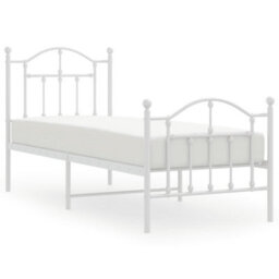 Berkfield Metal Bed Frame With Headboard And Footboard White 75X190 Cm - thumbnail 2