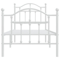 Berkfield Metal Bed Frame With Headboard And Footboard White 75X190 Cm - thumbnail 5