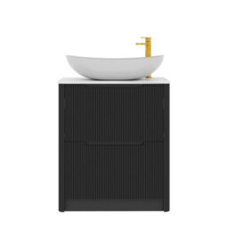 Royal Bathrooms Avenza 800mm Matt Obsidian Black Floor Standing Countertop Bathroom Vanity Unit 2 Drawer With Cesar Basin - thumbnail 6
