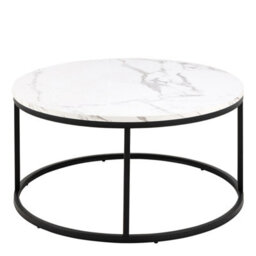 Furniture To Go Spiro Coffee Table With White Marble Melamine Top & Black Legs - thumbnail 2